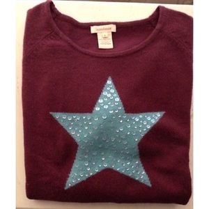 Vintage Sundance Star Aubergine Lambswool Sweater Intarsia 70s Vibe  ⭐️ Sequins